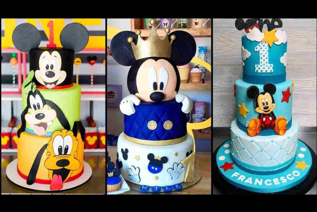 1st birthday baby boy mickey mouse cake